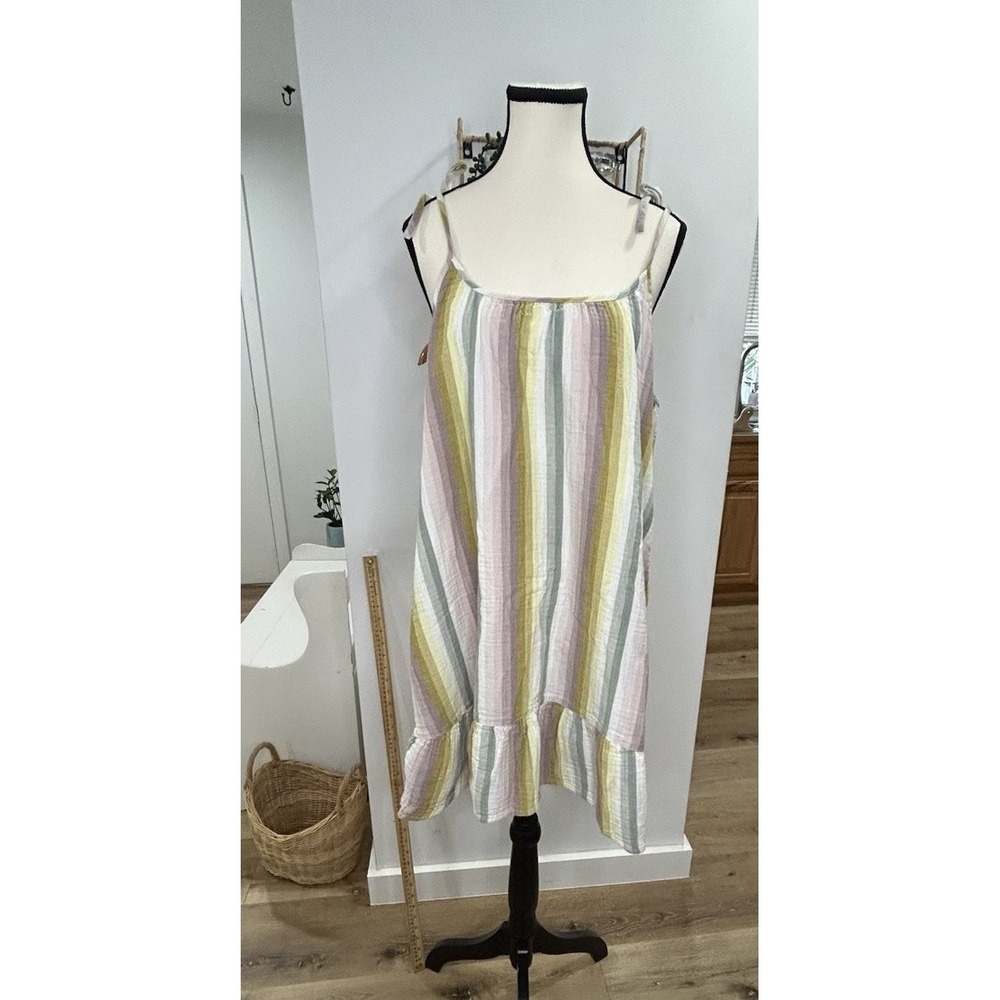 Madewell Lightestspun Tie-Strap Ruffle-Hem Cover-Up Dress Size L - Picture 1 of 6
